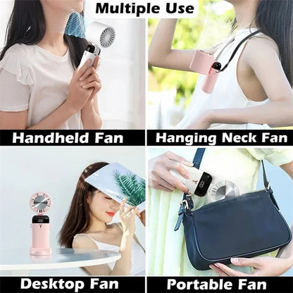 S3213 Folding Digital Display Mini Fan Quiet Portable Neck-Mounted Cooling Fan