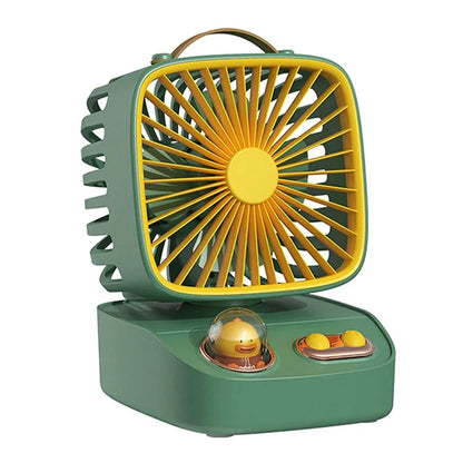 ICARER FAMILY Mini Desktop Fan Cartoon Animal  Decor Summer Shake Head Cooling Fan