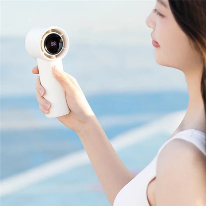 Y26 Rechargeable Summer Cooling Fan 100 Wind Speeds Digital Display Turbine Handheld Fan