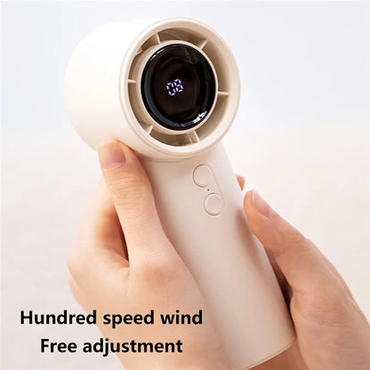 Y26 Rechargeable Summer Cooling Fan 100 Wind Speeds Digital Display Turbine Handheld Fan