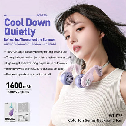 WEKOME F26 Colorfon Series Neckband Fan 360 Degree Rotation 5 Speeds Neck Hanging Cooling Fan