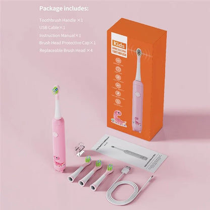 K5 Children Sonic Electric Toothbrush with 4 Replacement Brush Heads and 3 Modes