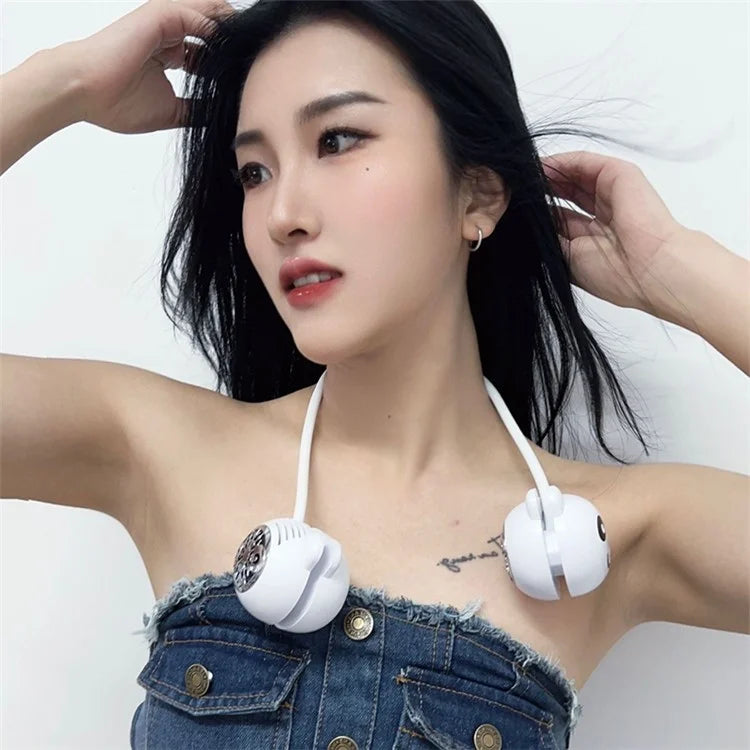 C16 Foldable Rechargeable Hanging Neck Fan Cute Panda Student Kids Fan Cooler