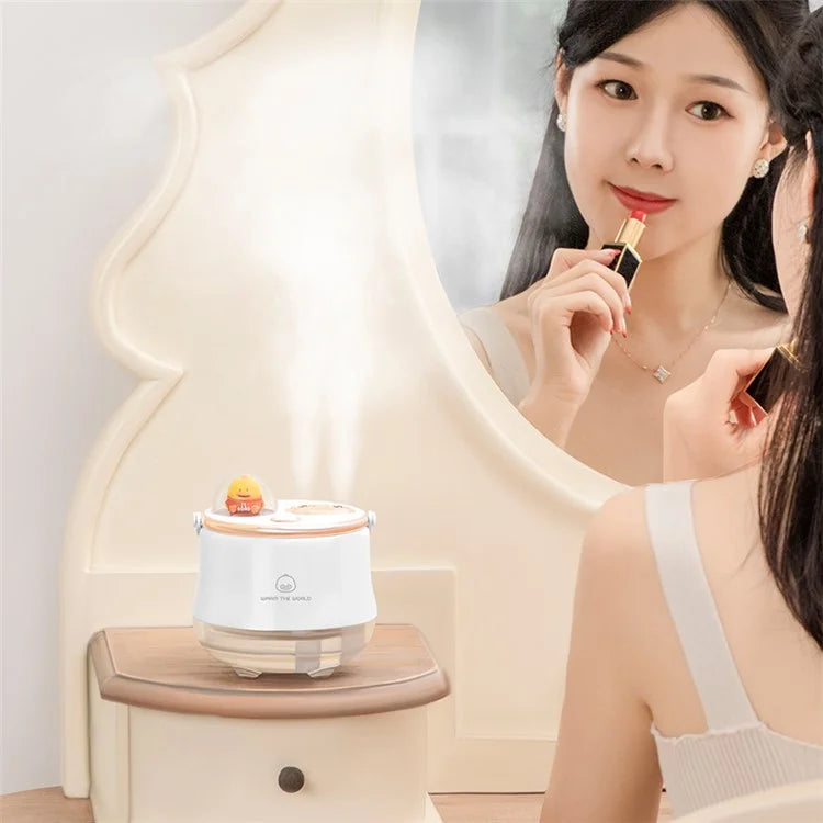 ICARER FAMILY Dual Spray Outlet Portable Humidifier Built-in 1200mAh Battery Desktop Mist Diffuser