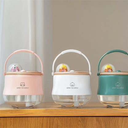 ICARER FAMILY Dual Spray Outlet Portable Humidifier Built-in 1200mAh Battery Desktop Mist Diffuser