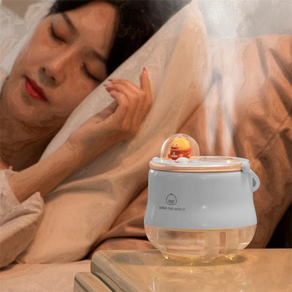 ICARER FAMILY Dual Spray Outlet Portable Humidifier Built-in 1200mAh Battery Desktop Mist Diffuser