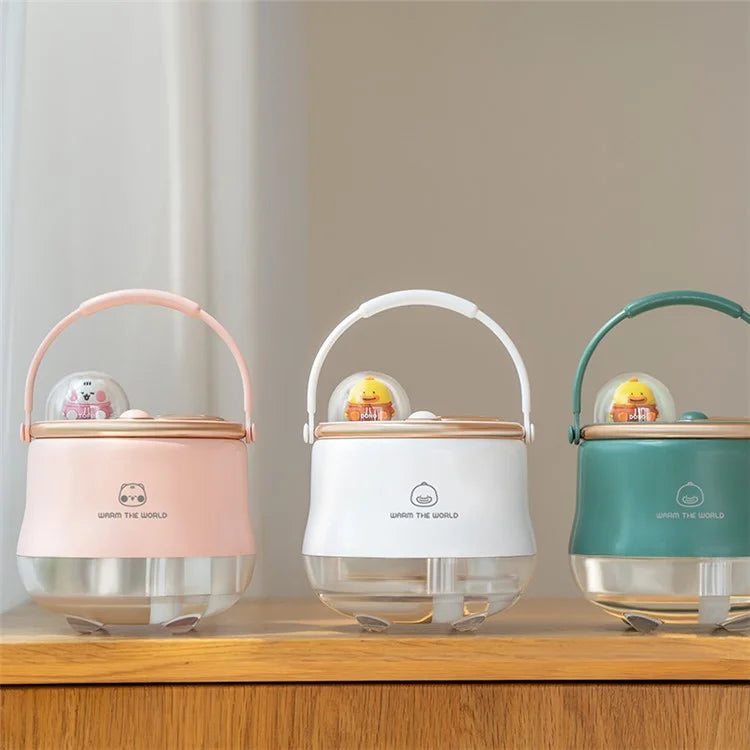 ICARER FAMILY Dual Spray Outlet Portable Humidifier Built-in 1200mAh Battery Desktop Mist Diffuser