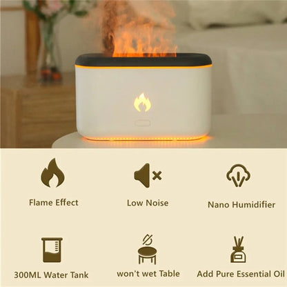 XF06 Simulation Flame Light USB Humidifier Home Desktop Aromatherapy Mist Diffuser