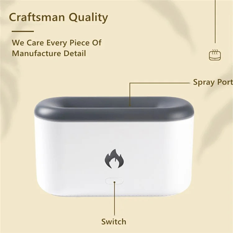 XF06 Simulation Flame Light USB Humidifier Home Desktop Aromatherapy Mist Diffuser
