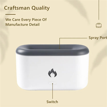 XF06 Simulation Flame Light USB Humidifier Home Desktop Aromatherapy Mist Diffuser