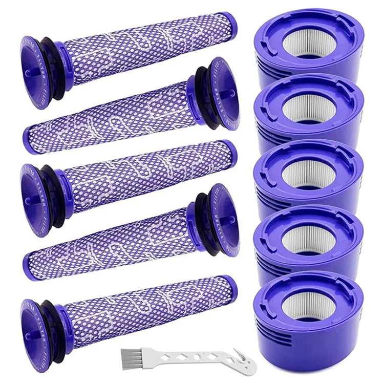 For Dyson V8 / V7 Vacuum Cleaner 5 Pre Filters + 5 Post Filters + 1 Brush Accessories Set