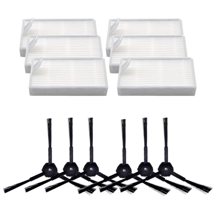 For ILIFE V5S / V5 / V3 Sweeping Robot 6 Side Brushes + 6 Filters Replacement Accessories Set