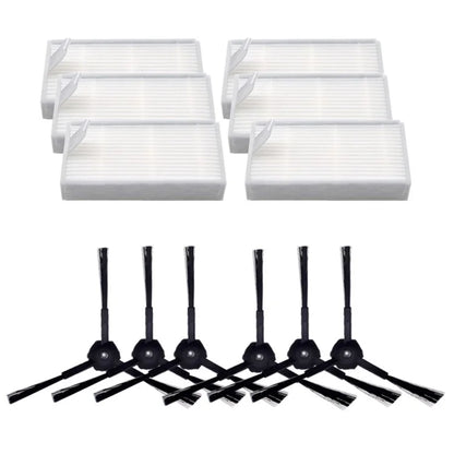 For ILIFE V5S / V5 / V3 Sweeping Robot 6 Side Brushes + 6 Filters Replacement Accessories Set