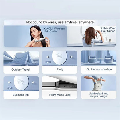 XIAOMI MIJIA MFZXQ02ZΗM Cordless Flat Iron Hair Straightener and Curler Travel Hair Straightening Curling Iron