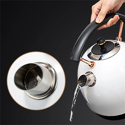 PUKOMC 1.8L Retro Electric Kettle 304 Stainless Steel Boil Water Kettle with Thermometer (BPA Free, No FDA Certificate)