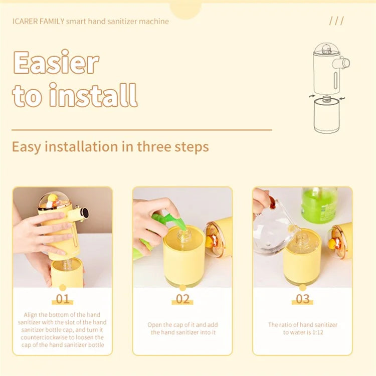 ICARER FAMILY Auto Portable Soap Dispenser - Battery Powered Smart Foam Hand Washer for Kids, Home