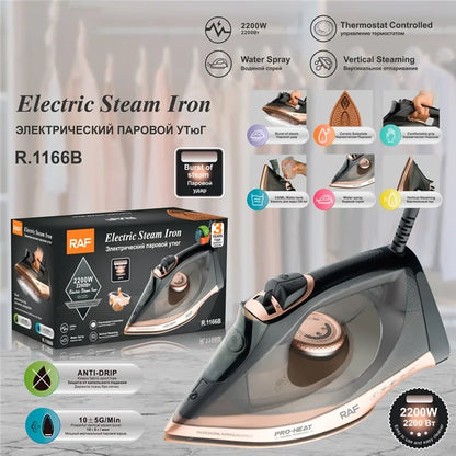 RAF R.1166 EU Plug Handheld Garment Steamer Ironing Machine Steam Iron with 3 Temperature Modes