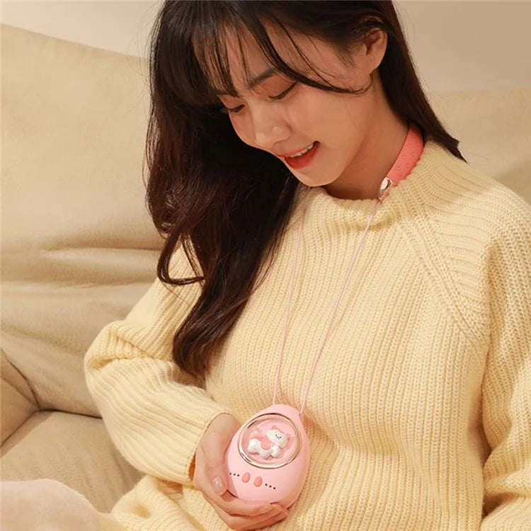 N1 2-in-1 5000mAh Fast Heating Cartoon Cat Hand Warmer Hot Compress Neckband