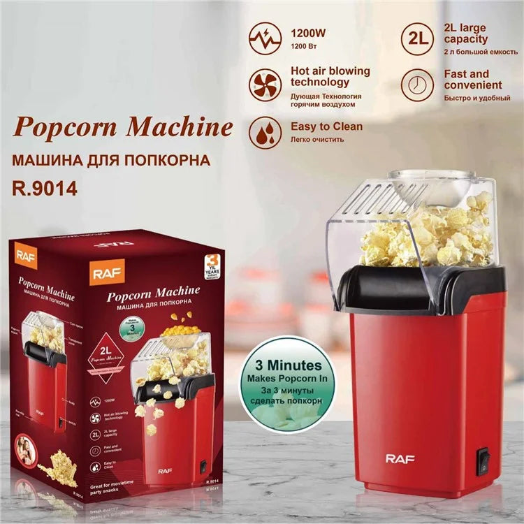 RAF R.9014 EU Adapter Fast Hot Air Popcorn Popper DIY Popcorn Maker with Measuring Cup (No FDA, BPA-Free)