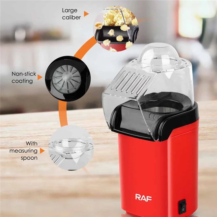 RAF R.9014 EU Adapter Fast Hot Air Popcorn Popper DIY Popcorn Maker with Measuring Cup (No FDA, BPA-Free)