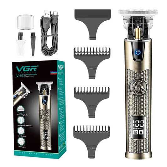 VGR V-983 Hair Clippers for Men LCD Display Rechargeable Electric Cordless Trimmer Hair Cutting