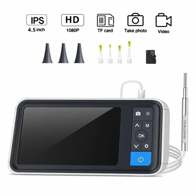 TESLONG MS450 HD 4.5-Inch Smart Screen Visual Ear Endoscope, 3.9mm Ear Otoscope