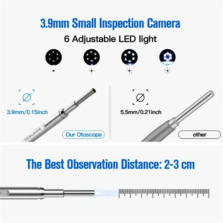TESLONG MS450 HD 4.5-Inch Smart Screen Visual Ear Endoscope, 3.9mm Ear Otoscope