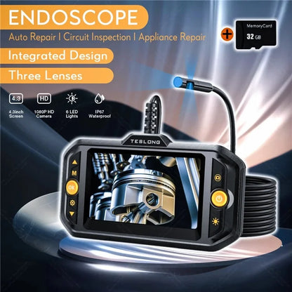 TESLONG TS43S 4.3-Inch HD Screen Endoscope 7.9mm Triple Lens Camera Probe