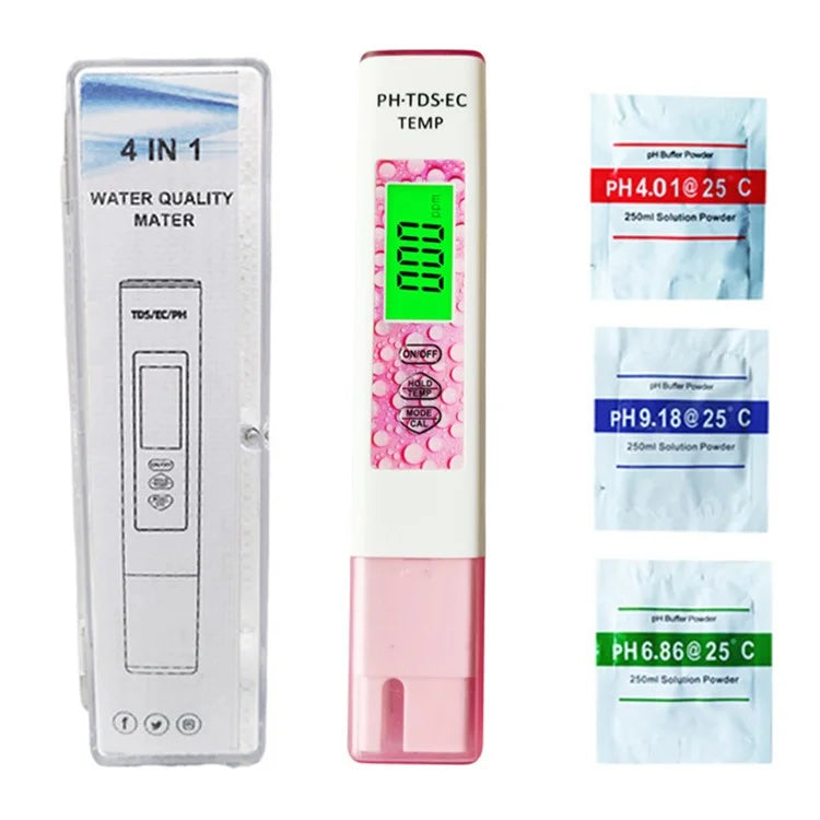 4-in-1 PH TDS EC TEMP Test Pen Portable Water Quality Monitor Tester