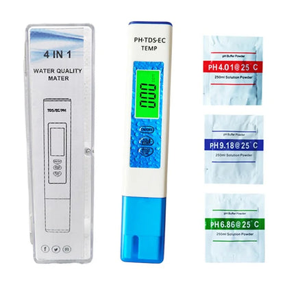 4-in-1 PH TDS EC TEMP Test Pen Portable Water Quality Monitor Tester