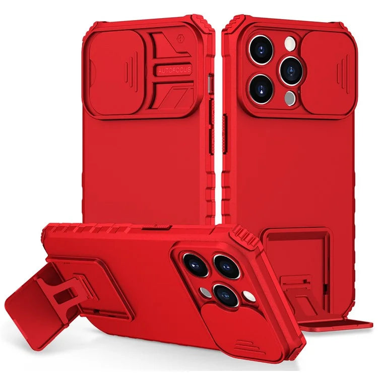 Cell Phone Shell for iPhone 14 Pro 6.1 inch, Stable Kickstand PC + TPU Slide Camera Protection Anti-scratch Phone Case