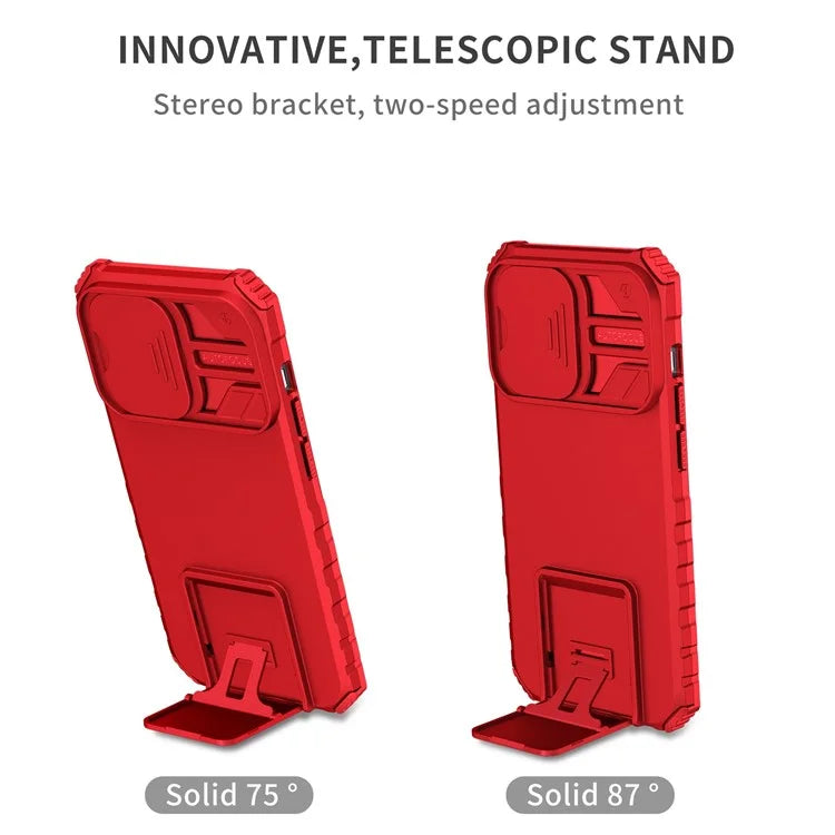 Cell Phone Shell for iPhone 14 Pro 6.1 inch, Stable Kickstand PC + TPU Slide Camera Protection Anti-scratch Phone Case