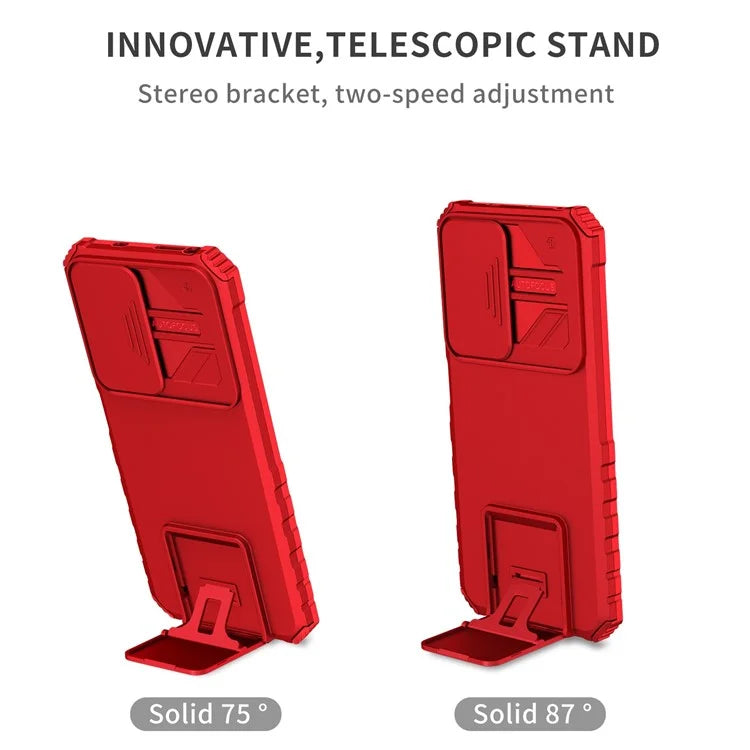 For Xiaomi Redmi Note 11S 4G, Slide Camera Protection Adjustable Kickstand PC + TPU Back Cover Anti-wear Phone Case