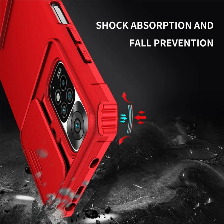 For Xiaomi Redmi Note 11S 4G, Slide Camera Protection Adjustable Kickstand PC + TPU Back Cover Anti-wear Phone Case
