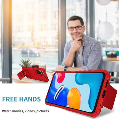For Xiaomi Redmi Note 11S 4G, Slide Camera Protection Adjustable Kickstand PC + TPU Back Cover Anti-wear Phone Case