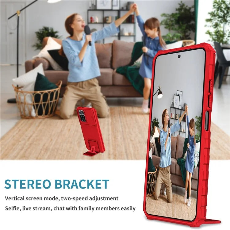For Xiaomi Redmi Note 11S 4G, Slide Camera Protection Adjustable Kickstand PC + TPU Back Cover Anti-wear Phone Case