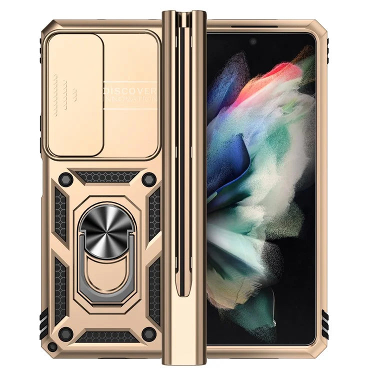For Samsung Galaxy Z Fold4 5G Case PC+TPU Shockproof Phone Case with Ring Kickstand