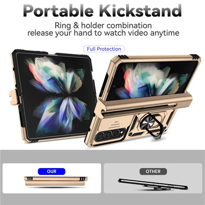 For Samsung Galaxy Z Fold4 5G Case PC+TPU Shockproof Phone Case with Ring Kickstand