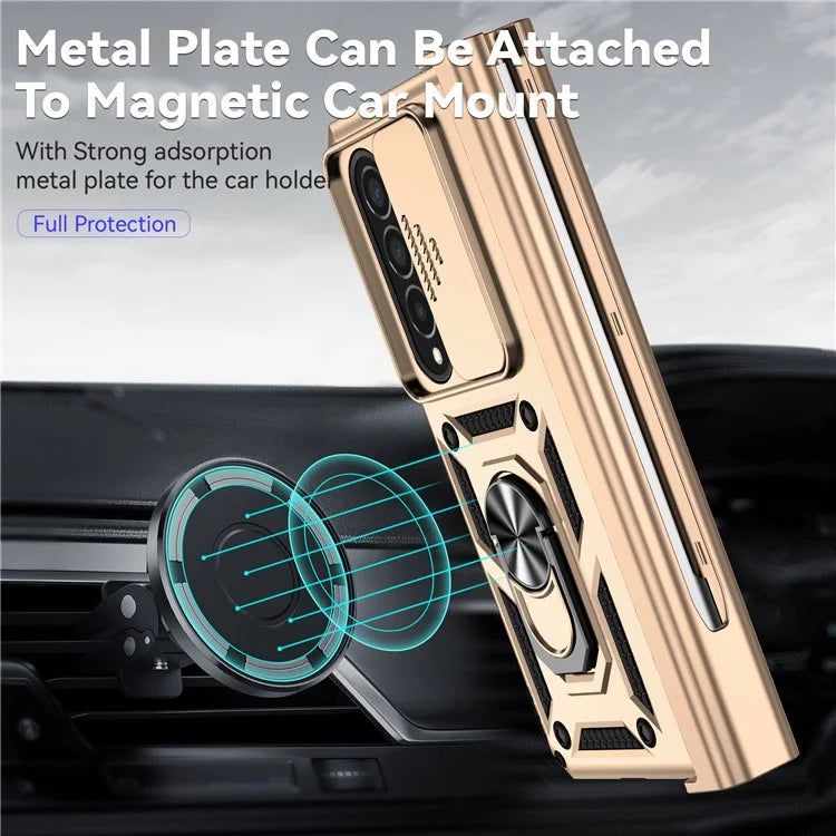 For Samsung Galaxy Z Fold4 5G Case PC+TPU Shockproof Phone Case with Ring Kickstand