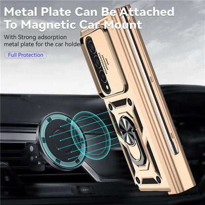 For Samsung Galaxy Z Fold4 5G Case PC+TPU Shockproof Phone Case with Ring Kickstand