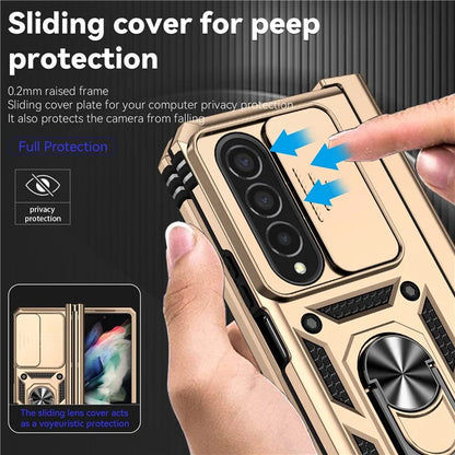 For Samsung Galaxy Z Fold4 5G Case PC+TPU Shockproof Phone Case with Ring Kickstand