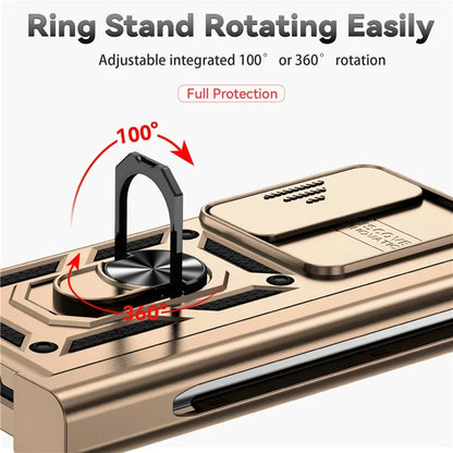 For Samsung Galaxy Z Fold4 5G Case PC+TPU Shockproof Phone Case with Ring Kickstand