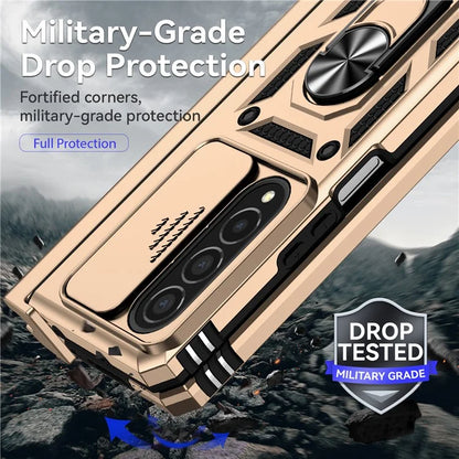 For Samsung Galaxy Z Fold4 5G Case PC+TPU Shockproof Phone Case with Ring Kickstand
