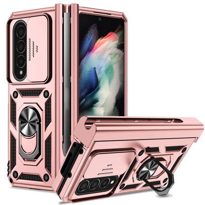 For Samsung Galaxy Z Fold4 5G Case PC+TPU Shockproof Phone Case with Ring Kickstand