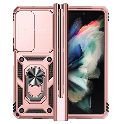 For Samsung Galaxy Z Fold4 5G Case PC+TPU Shockproof Phone Case with Ring Kickstand