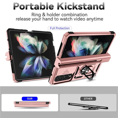 For Samsung Galaxy Z Fold4 5G Case PC+TPU Shockproof Phone Case with Ring Kickstand