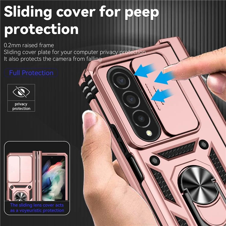 For Samsung Galaxy Z Fold4 5G Case PC+TPU Shockproof Phone Case with Ring Kickstand
