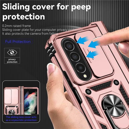 For Samsung Galaxy Z Fold4 5G Case PC+TPU Shockproof Phone Case with Ring Kickstand
