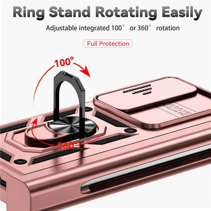 For Samsung Galaxy Z Fold4 5G Case PC+TPU Shockproof Phone Case with Ring Kickstand