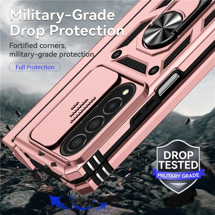For Samsung Galaxy Z Fold4 5G Case PC+TPU Shockproof Phone Case with Ring Kickstand